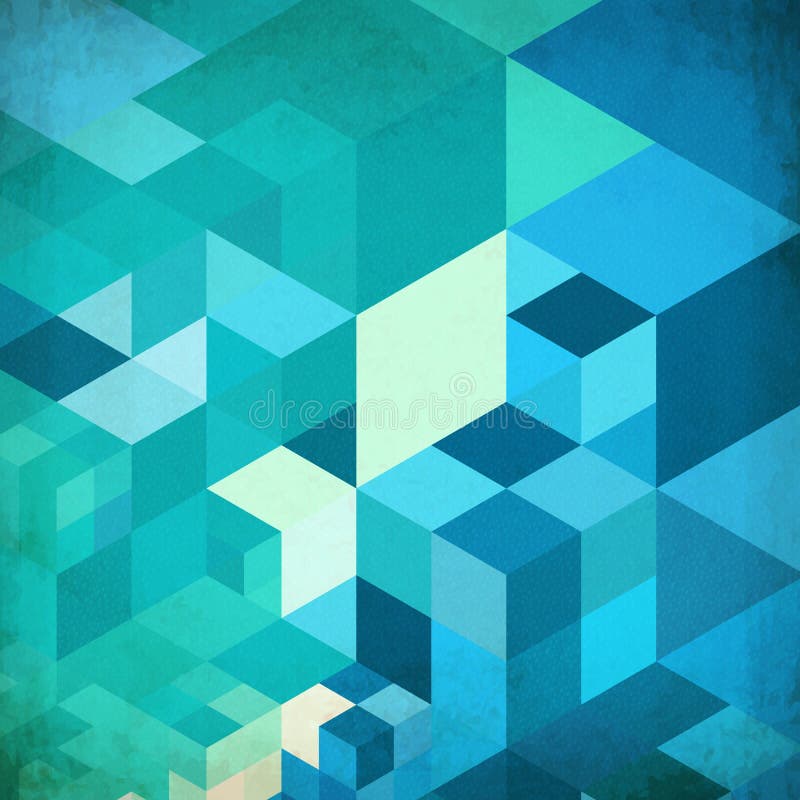 Bright abstract cubes blue vector background stock illustration