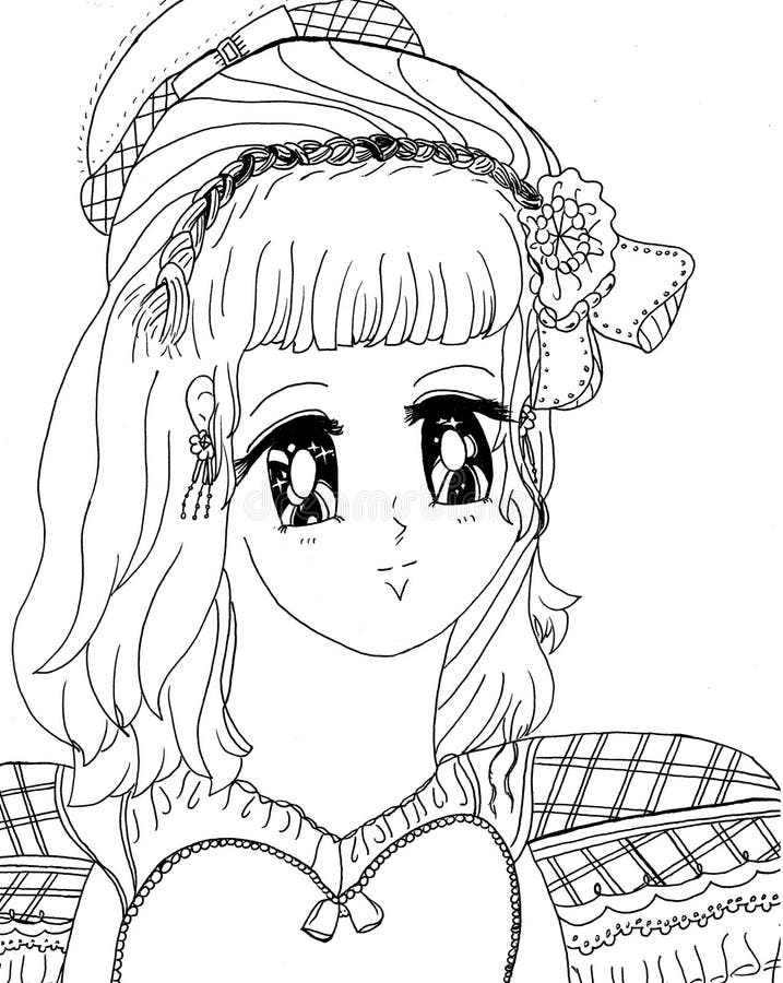 Short Hair Anime Girl Coloring Page Graphic by Design Point