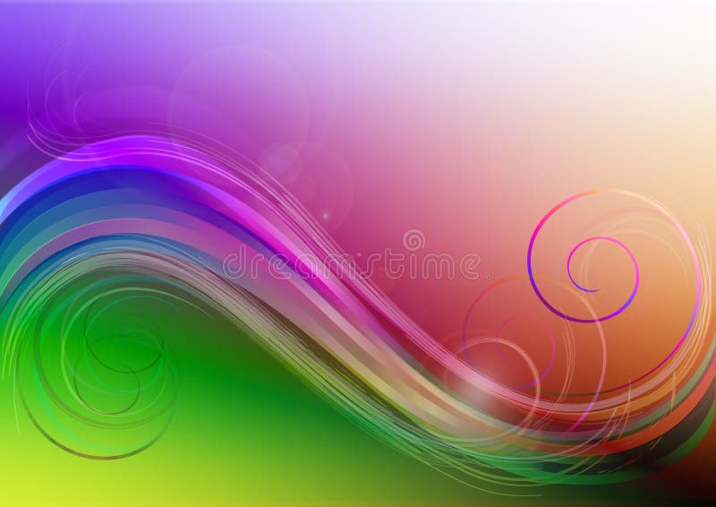 Bright background with colored waves,Â patches of lightÂ and curls vector illustration