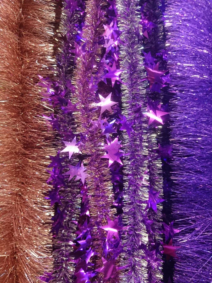 Bright Beautiful Festive Christmas Tinsel. Stock Photo Image of