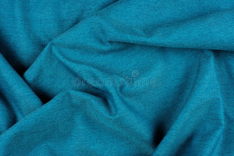 Bright Blue Fabric Texture with Folds. Blue Fabric Background Stock