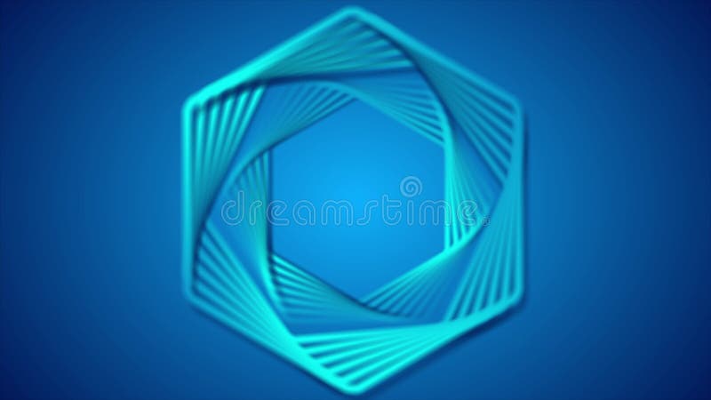 Bright blue geometric smooth hexagons abstract tech motion background vector illustration