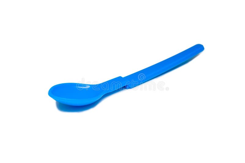 Bright Blue Plastic Baby Spoon Isolated Stock Photo Image of knife