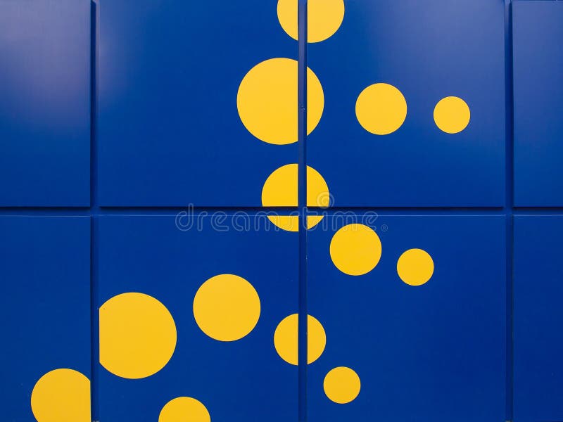 Bright Blue Wall with Yellow Spots Stock Photo Image of print
