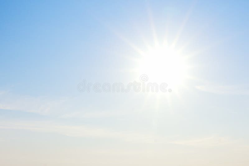 Bright but Calm Sun on a Light Blue Sky, Muted Colors, Good Background