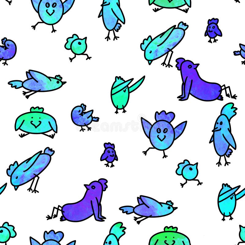 Bright cheerful seamless pattern of funny birds stock illustration Bright cheerful seamless pattern of funny birds stock illustration