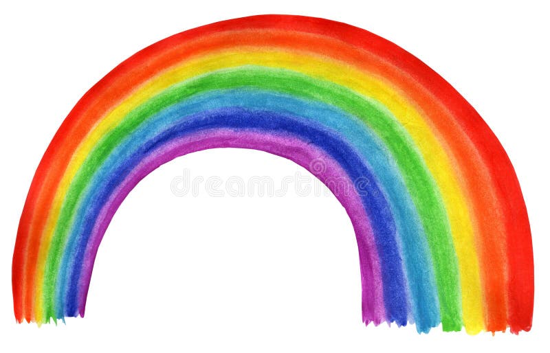 Bright childrens illustration curve rainbow. Isolated on white background. Hand-drawn