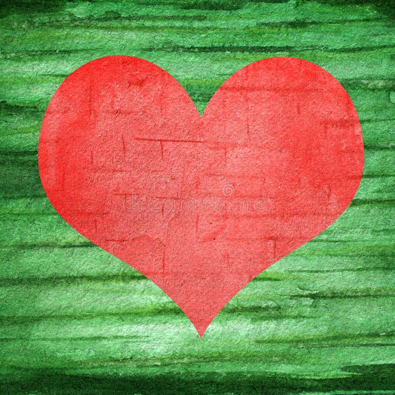 Bright Christmas colors background with red heart. Watercolor hand painted abstract pattern. House Wall green wooden stock illustration Bright Christmas colors background with red heart. Watercolor hand painted abstract pattern. House Wall green wooden stock illustration