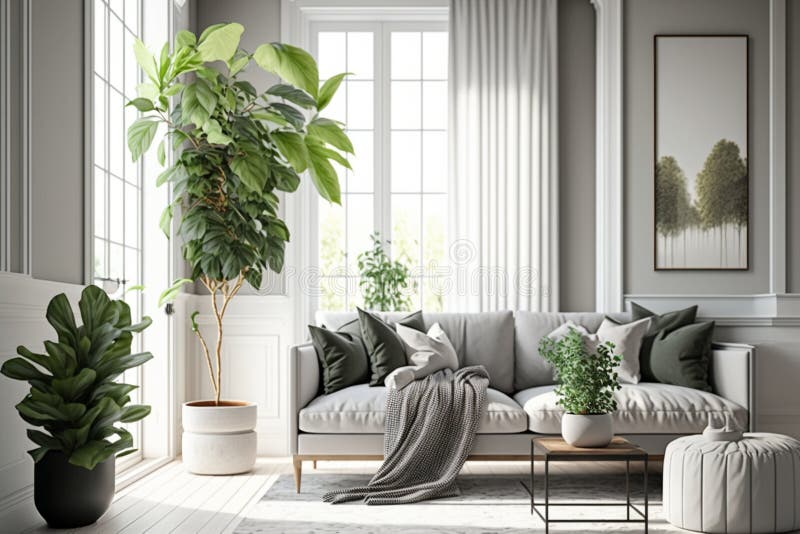 living room tall plants