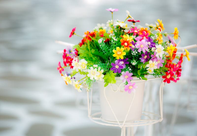 Bright Color Artificial Flowers Stock Photo Image of room, light