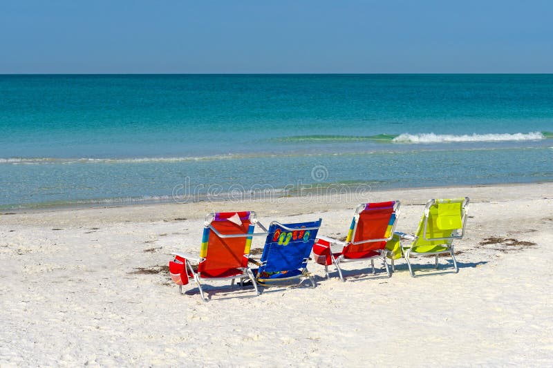 Bright Color Beach Chairs stock photo. Image of beach 118106276