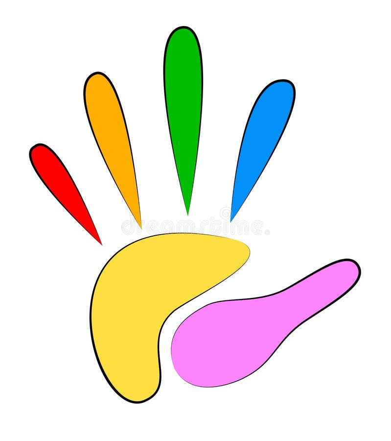 Bright colored hand print