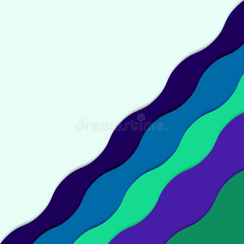 Bright colorful 3d diagonal layers with soft realistic shadow. Abstract waves background. 3d geometric design for banner, cover