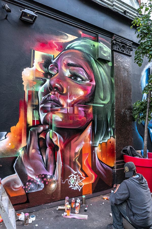 Bright colorful female face graffiti. stock photos Bright colorful female face graffiti. stock photos
