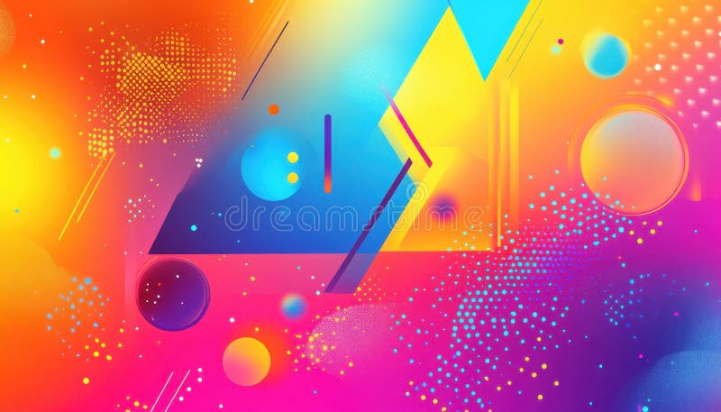 Forme geometrice abstracte colorate cu degradeuri și tipare vibrante într-o ilustrație digitală stock photography
