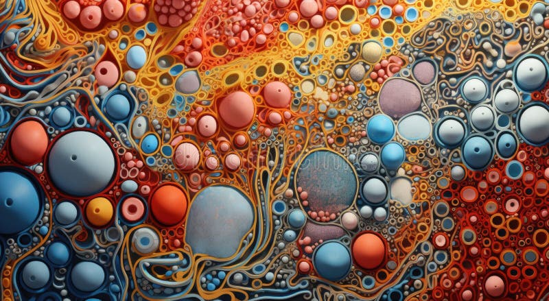 Bright and colorful microcosm of microbes, fungi, bacteria vector illustration