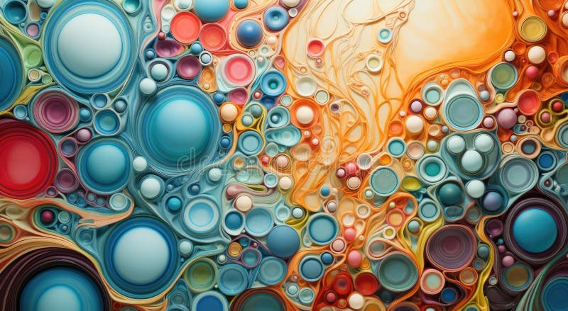 Bright and colorful microcosm of microbes, fungi, bacteria royalty free illustration