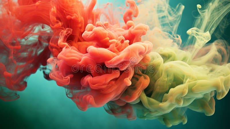 Bright colorful smoke clouds mix together, effects. Abstract vibrant smoke background concept. Render of beautiful multicolored vector illustration