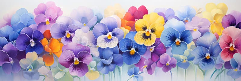 Bright colorful violet pattern of flowers, slightly transparent, soft glow AI generated