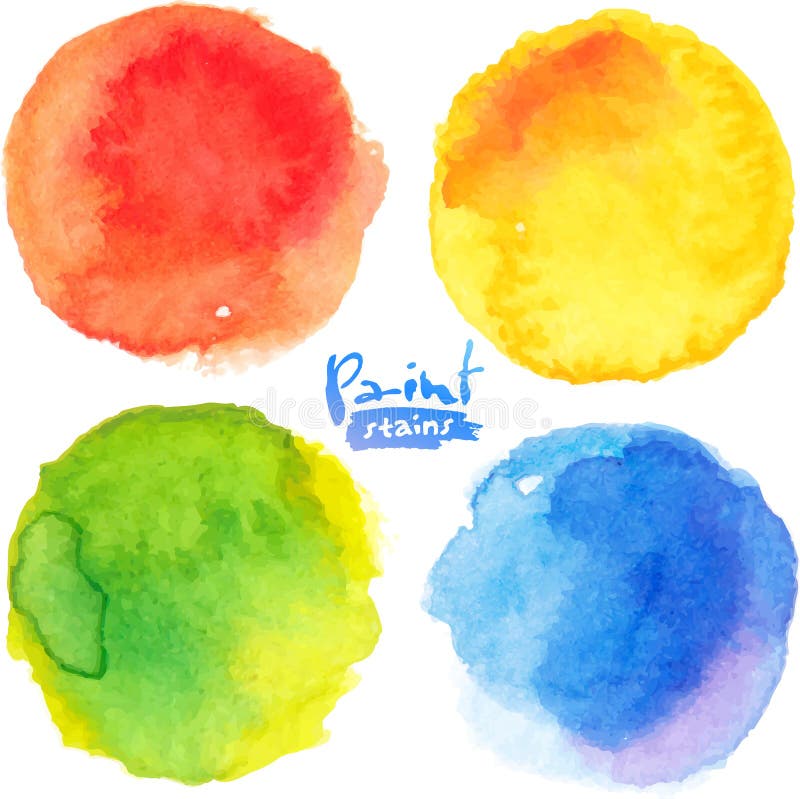 Bright colors watercolor painted stains set