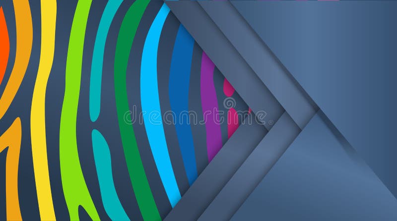 Bright colourful horizontal abstract wallpaper. Color lines on black backdrop. stock illustration
