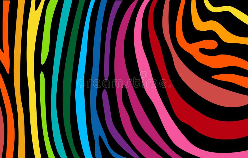 Bright colourful horizontal abstract wallpaper. Color lines on black backdrop. Modern background for cover design, flyer stock illustration