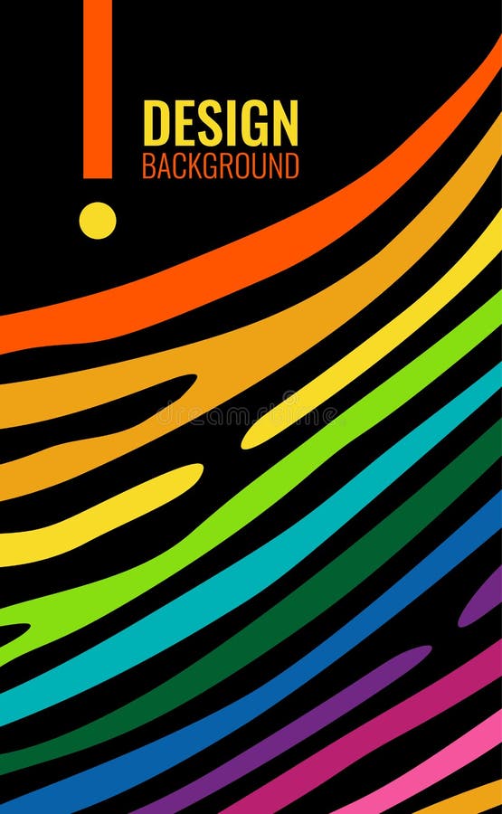 Bright colourful vertical abstract background. Color lines on black backdrop. Modern background for cover design, flyer stock illustration