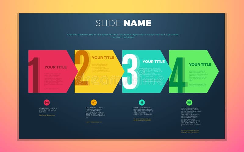 Bright contrast colors infographic with step by step infographic chart, boxes and numbers royalty free illustration Bright contrast colors infographic with step by step infographic chart, boxes and numbers royalty free illustration