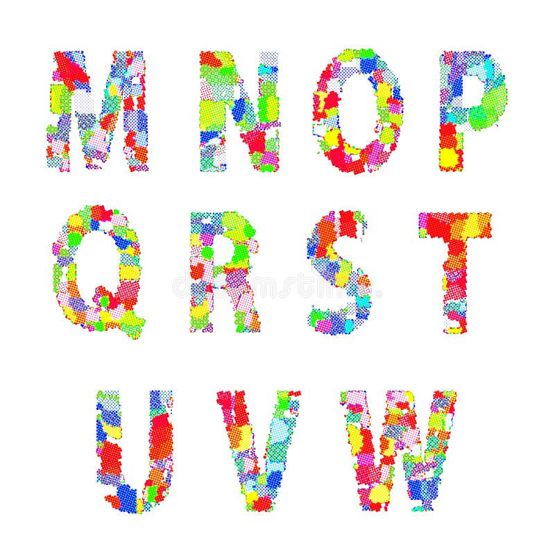 Bright creative cartoon comic alphabet Vector illustration royalty free illustration