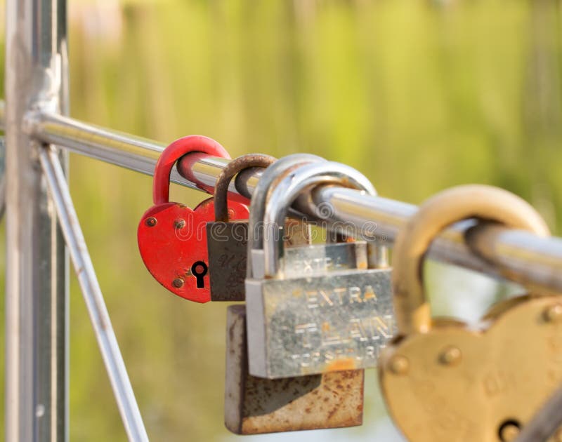 Bright decorative lock, element of wedding ceremony