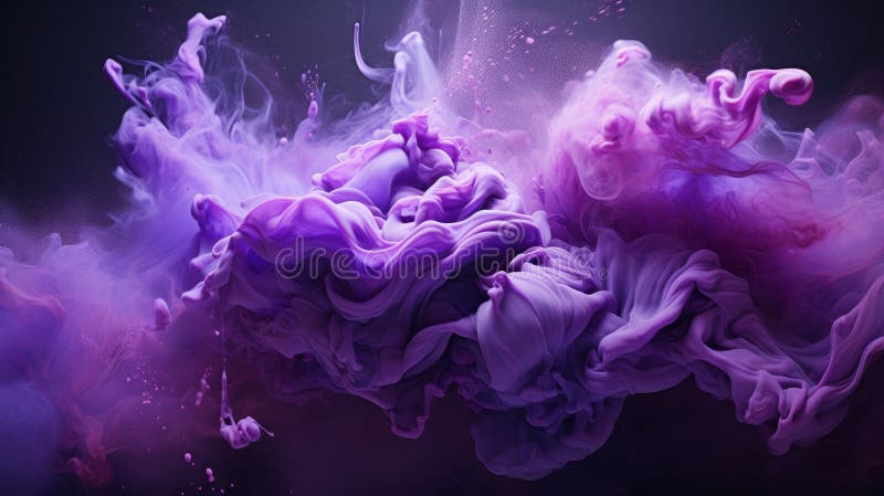 Bright and deep purple smoke clouds mix together, effects. Abstract colorful smoke background concept. Render of beautiful vector illustration