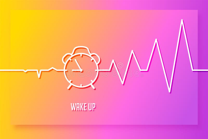 A Bright Energy Background with Pulse and Alarm Clock in Linear Style