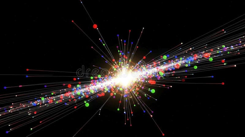 A bright explosion of colorful particles emanates from the ce vector illustration