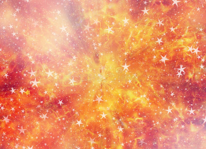 Bright explosion fire burst backgrounds with painted stars royalty free illustration
