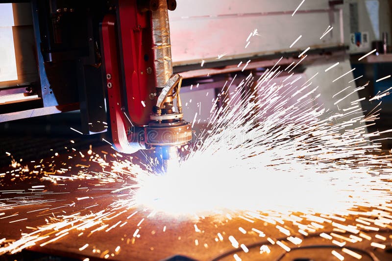 Flame of CNC Plasma Cutting Torch Stock Image - Image of burning
