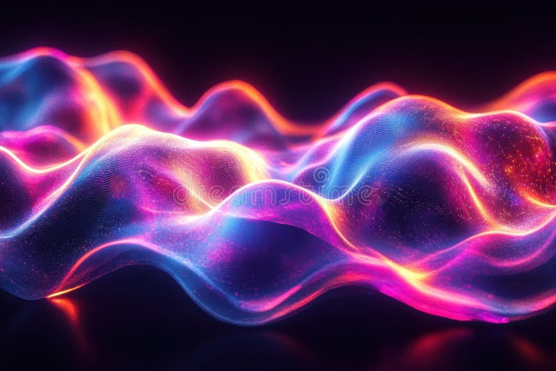 Colorful abstract waves create a vibrant visual display in digital art. Bright and fluid waves undulate in a mesmerizing display of colors, captivating the viewer s attention. AI generated