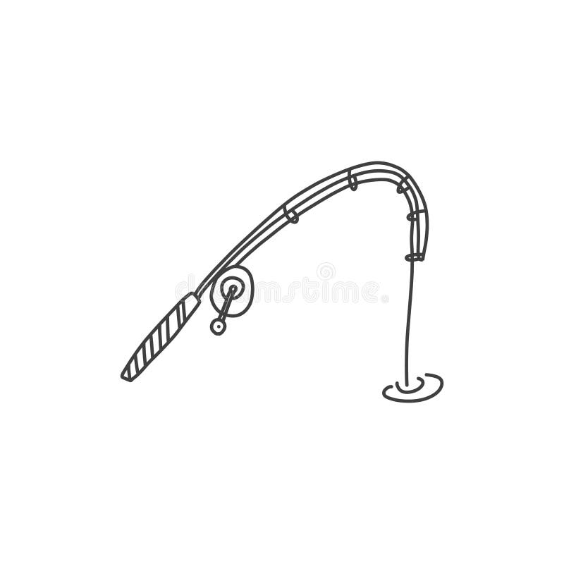 Continuous one line drawing fisherman hand holding fishing rod. Fisherman  holds fishing rod with reel in his hands, spinning rods. Fishing rod close  up. Single line draw design vector illustration 10309605 Vector