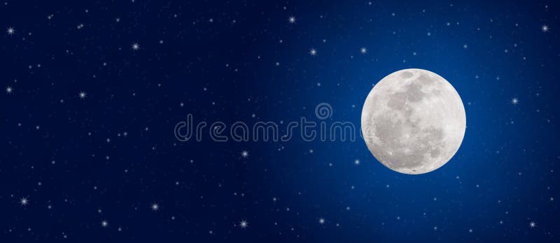 Abstract image of brilliant full moon and glowing stars in the dark blue night sky for background, banner or poster. Abstract image of brilliant full moon and glowing stars in the dark blue night sky for background, banner or poster.