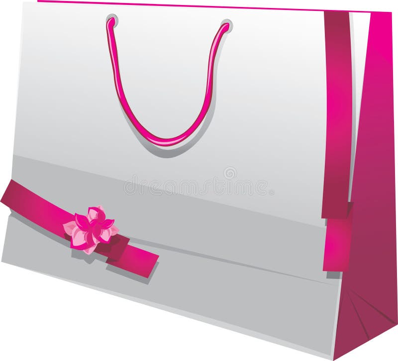 Bright Gift Paper Bag with Pink Ribbons Stock Vector Illustration of gift, consumer 28240882