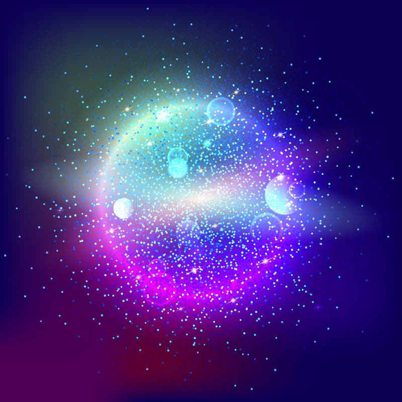 Bright Glowing Ball Filled with Particles and Dust Stock Vector