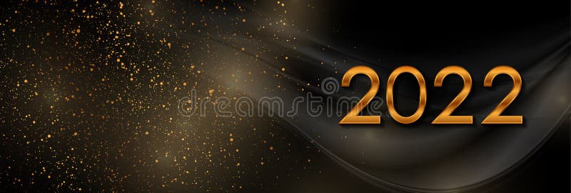 Bright golden and black abstract 2022 New Year background stock photo