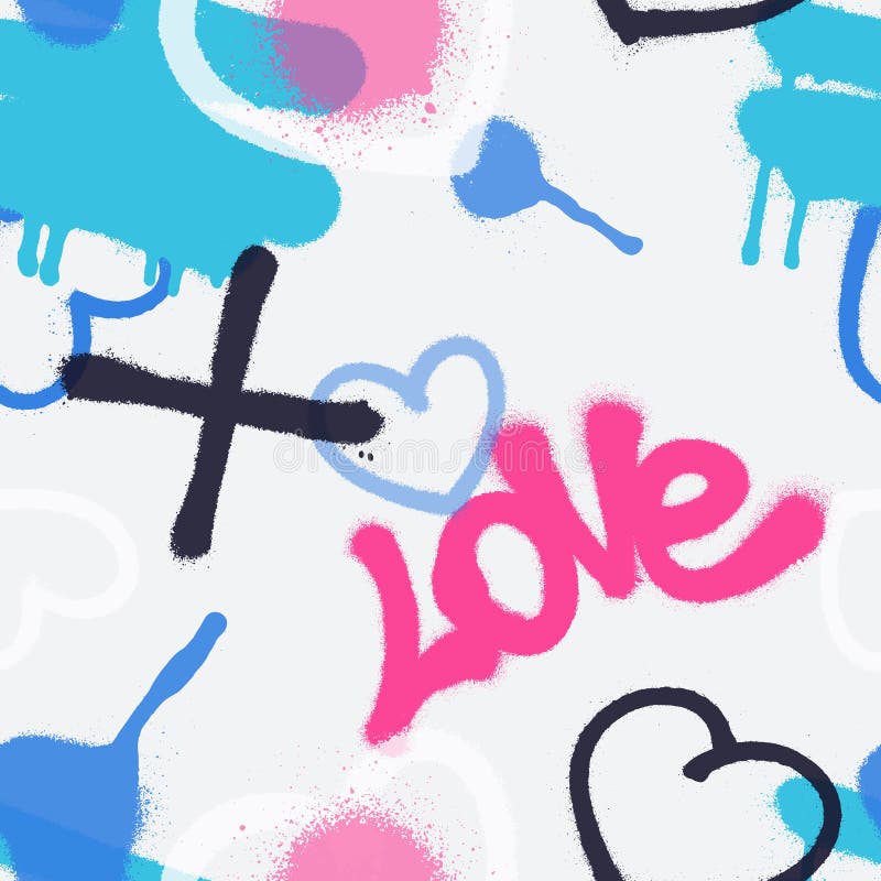 Bright graffiti spray paint seamless pattern. Vector illustration. Vector illustration stock illustration
