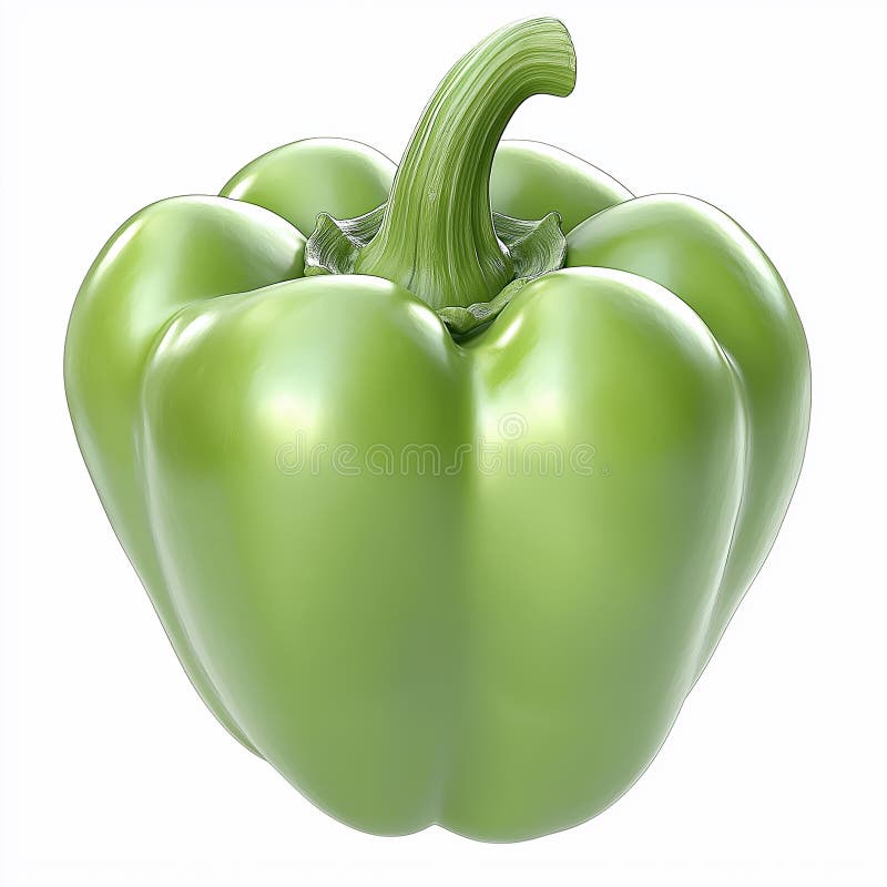 Fresh green bell pepper with smooth skin and vibrant color stock illustration