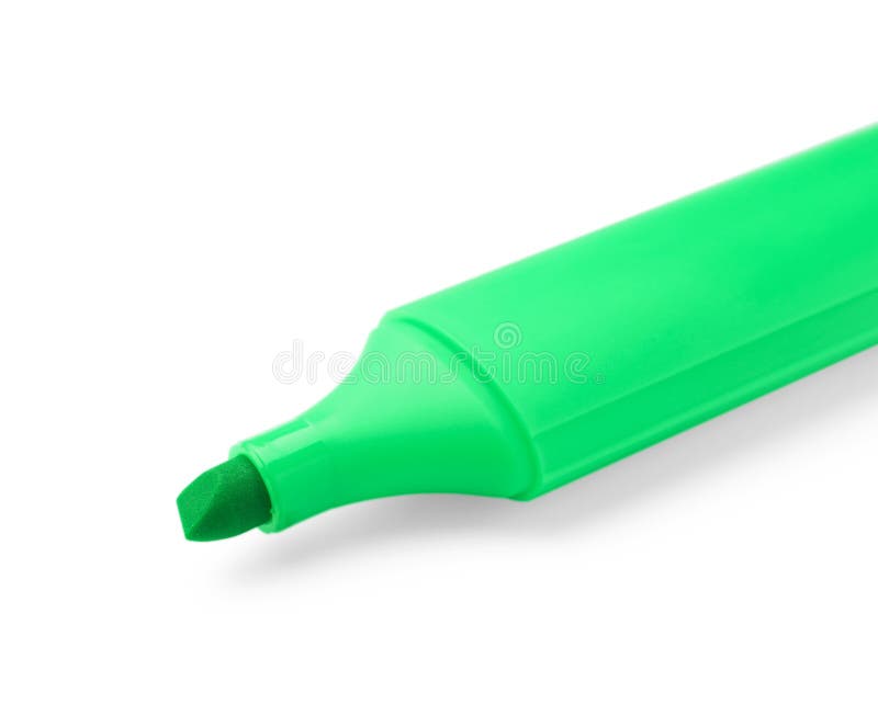 Bright Green Marker Isolated on White, Closeup Stock Photo Image of