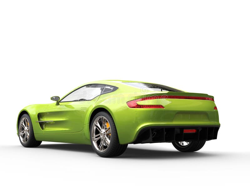 Bright Green Sports Car Back View Stock Image Image of elegance