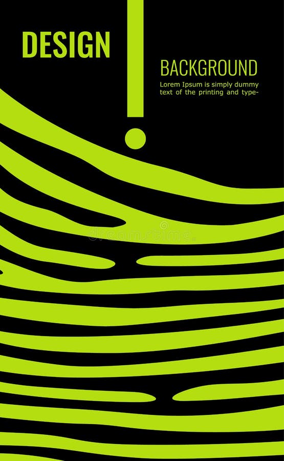 Bright green vertical abstract background. Lime color lines on black backdrop. Modern background for cover design, flyer vector illustration
