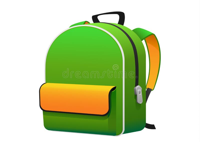 The Bright Green Yellow Backpack for School Stock Vector - Illustration ...