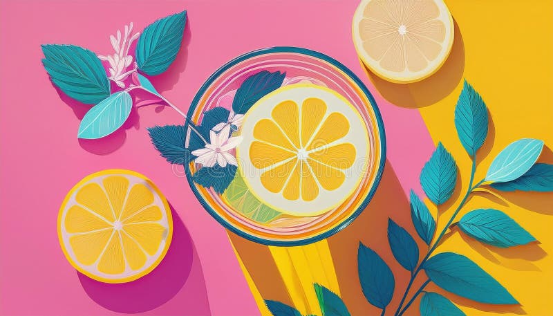 Bright illustration of a refreshing lemon stock images