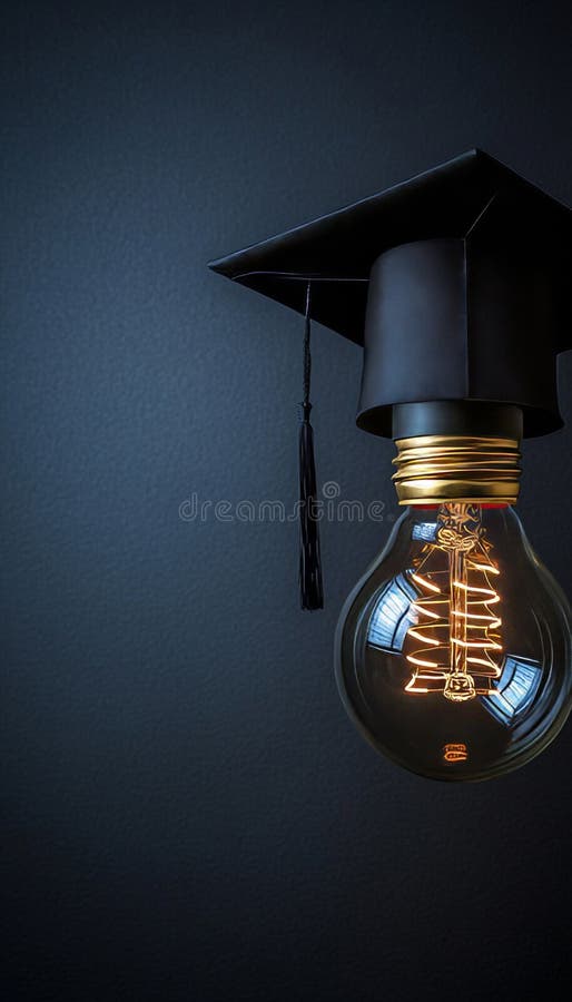 Bright and Inspiring Graduation Concept Featuring a Glowing Bulb Symbolizing Knowledge and Success royalty free illustration
