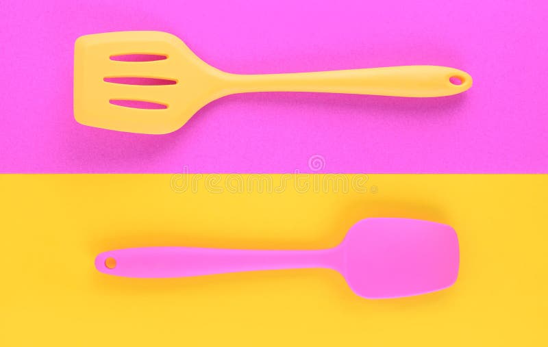 Download Bright Kitchen Utensils On Yellow And Pink Background Creative Idea Stock Photo Image Of Color Cook 157603316 Yellowimages Mockups